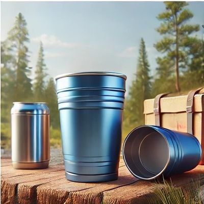 acheter Cuisinière sécurisée 16 oz Coupe de camping en aluminium métallique bleu légère Coupe isolée en aluminium durable Coupe en aluminium réutilisable online manufacture