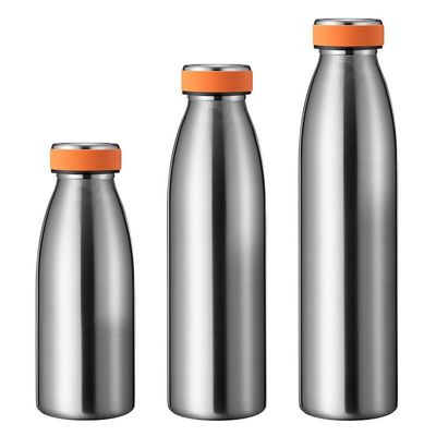 acheter 350/500/750ML Forme de lait Bouteille d'eau en acier inoxydable à petite bouche Matte en caoutchouc enduit Bouteille d'eau en acier inoxydable Design durable et confortable online manufacture