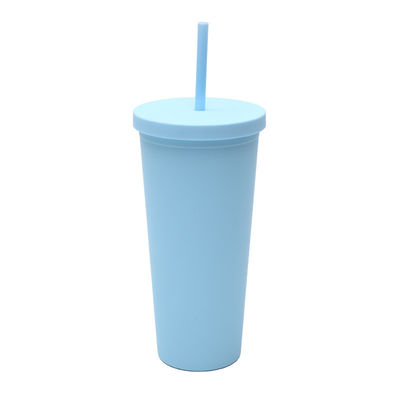 acheter 710ml Double paroi Tumbler plastique en vrac réutilisable maigre 24 oz Tumbler acrylique avec couvercle et paille pour l'eau Café glacé Thé finition douce touche online manufacture