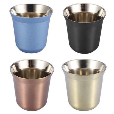 acheter Impression personnalisée 80ml 160ml Double paroi tasse de café en acier inoxydable Voyage tasses d'espresso en acier inoxydable petite taille facile à tenir et à nettoyer online manufacture