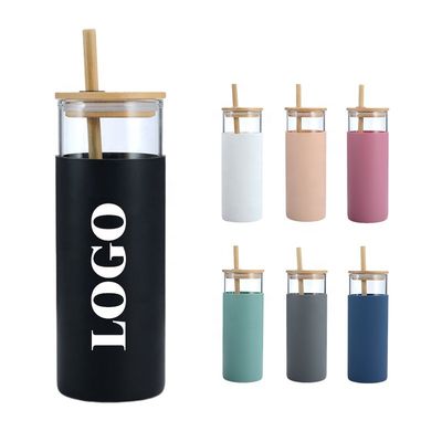 acheter Bouteille d'eau en verre réutilisable à 500 ml, transparente et personnalisée, avec manche en silicone et paille, offerte en cadeau aux employés, amis et collègues online manufacture