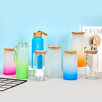 acheter Design moderne élégant Bouteille en verre glacé avec couvercle Récipient en verre à boissons 350/480ml Léger, facile à nettoyer online manufacture