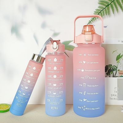 acheter Bouteille d'eau de sport 3 pièces ensemble avec marqueur de temps motivationnel étanche à fuite Flip Top Cap Gradient violet Pour les amateurs de fitness scolaire Activités intérieures et extérieures online manufacture