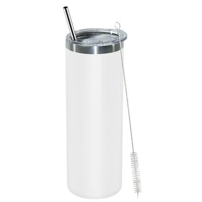 acheter 20 oz d' acier inoxydable à double paroi, à vide isolée, avec couvercle et paille pour les boissons chaudes et froides, blanc online manufacture