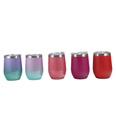 acheter 12 OZ Tubular de vin en acier inoxydable avec couvercle Tubular de verre de vin à double paroi Vacuum isolé Tubular de voyage online manufacture
