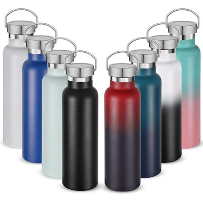 acheter Bouteilles d'eau de sport en acier inoxydable en vrac 17 oz Bouteille isolée à double paroi avec poignée et couvercle en bois étanche Bouteille d'eau en métal en plein air pour cyclistes coureurs online manufacture