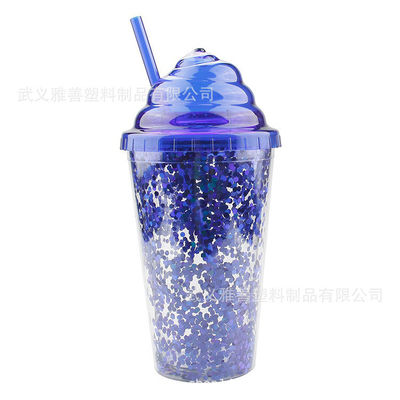 acheter Coupe à la crème à la paille en plastique à double couche à thème de fille Coupe à eau cadeau Logo personnalisé online manufacture