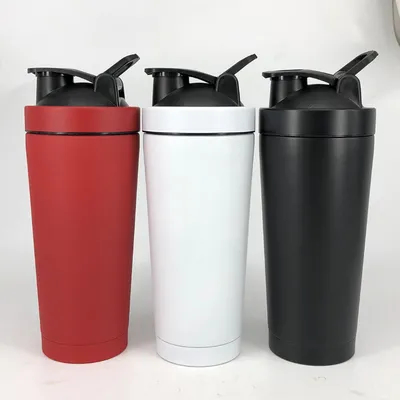 acheter Bouteille de shaker avec fil de fer Whisk Bouteille de shaker de protéines pour les mélanges de protéines en acier inoxydable Bouteille de shaker en métal grand 25 oz 739ml online manufacture