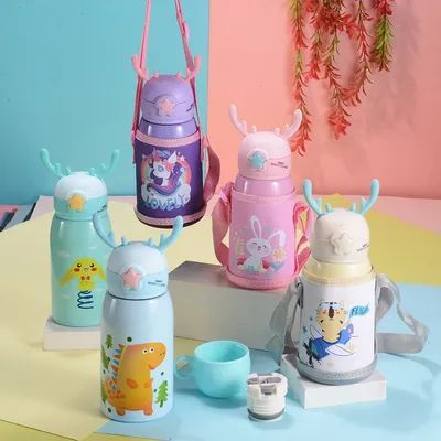 acheter Bouteille d'eau pour enfants OEM/ODM acceptable 500 ml 16 oz avec paille, thermos sans BPA, isolée sous vide, étanche, parfaite pour les filles et les garçons, sports fabrication en ligne