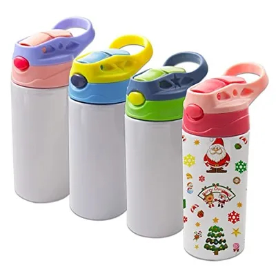 acheter 12 oz Sublimation Blanks Sippy Cup Sublimation Tumblers pour les enfants en acier inoxydable Bouteille d'eau isolée pour tout-petits avec un couvercle et une poignée de paille étanches online manufacture