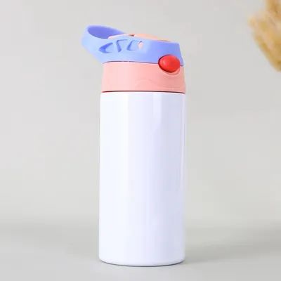 acheter Les enfants de sublimation Tumbler avec couvercle et paille 12 oz enfants de sublimation bouteilles d'eau en acier inoxydable tasses de sublimation pour bricolage isolé Tumbler presse à chaud fabrication en ligne