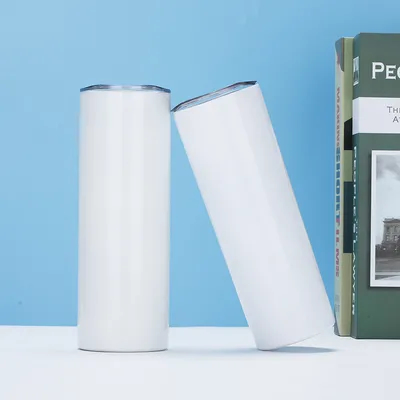 acheter 20 oz épais en acier inoxydable droit, en acier blanc, avec paille métallique pour l'impression thermique. fabrication en ligne