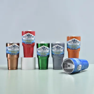 acheter 30oz étui en acier inoxydable, tasse à bière isolée à double paroi tasse de voiture américaine 30oz couche de glace UV pour les voyages en voiture fabrication en ligne