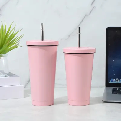 acheter 25 oz tasse de voyage à double paroi pour les boissons chaudes et froides tasse de café isolée en acier inoxydable avec paille métallique à couvercle anti-éclaboussures fabrication en ligne
