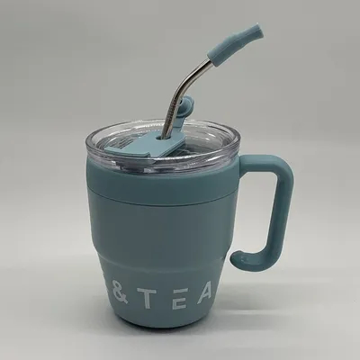 acheter Tasse à café en acier inoxydable à couvercle à paille Thermos pour boissons chaudes et froides online manufacture