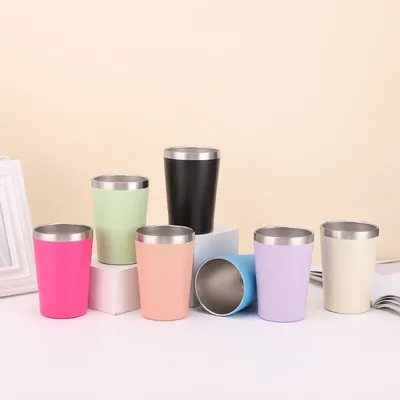 acheter 8oz/12oz personnalisé double mur tasse en acier inoxydable en acier inoxydable étui à vide isolé en plastique sans couvercle BPA facile à nettoyer online manufacture