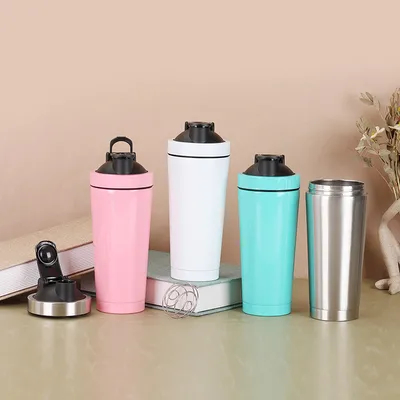acheter Bouteille de shaker à double section en acier inoxydable portable avec balance pour gym online manufacture