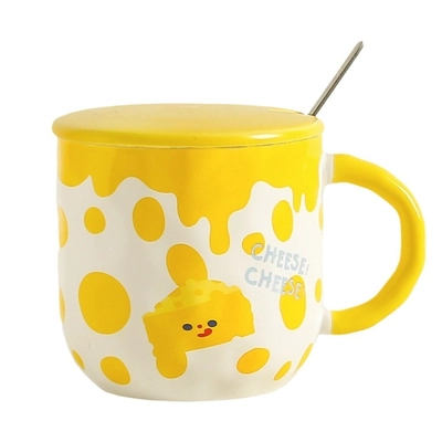 acheter Cute dessin animé de fromage tasse en céramique couple étudiant tasse à boire tasse de fleurs créative tasse de café bureau online manufacture
