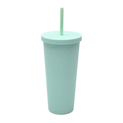 acheter Bouche large paroi unique 24 onces écouteurs en plastique clairs écouteurs en plastique personnalisés en vrac avec paille et couvercle Taille standard écouteur amicale online manufacture
