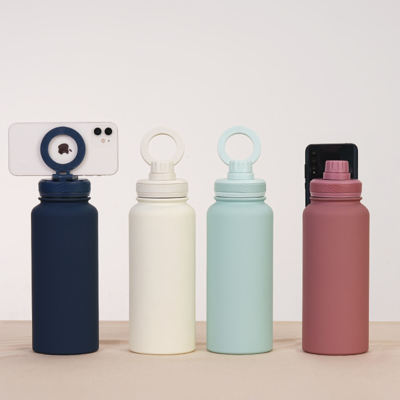 acheter New Cross-border Mobile Phone Magnetic Stand Water Cup Outdoor Large-capacity 1L Insulated Cup Stainless Steel Sports Water Bottle fabrication en ligne