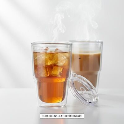 acheter Boissons à double paroi en plastique transparent isolée réutilisable idéal pour les boissons liquides chauds et froids conception durable fabrication en ligne