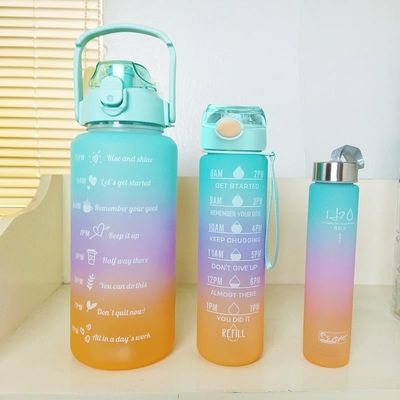 Conception humanisée 550/750/1000ML Bouteille d'eau en plastique portable de 1 litre Gradient Couleur personnalisée Gym Bouteilles d'eau sans bisphénol et toxine OEM ODM