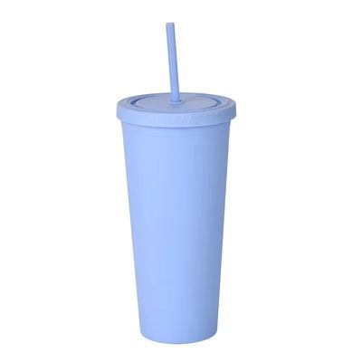 Colorié 450/650ml Couleur de bonbon Double isolé Tumblers en plastique acrylique mat Tumbler avec paille Vacuum isolant scellé Design anti-éclaboussures
