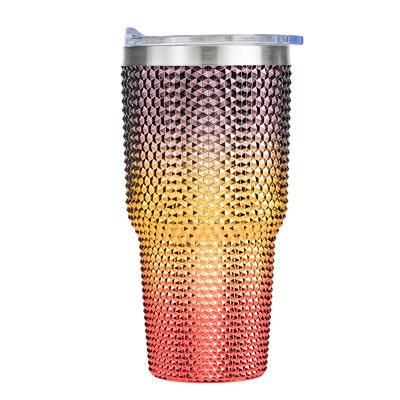 750 ml bouteille d'eau pétillante personnalisée à base d'aliments Iridescence incrustée Diamant Glitter personnalisé Bouteille à boutons avec paille facile à tenir et à nettoyer 9,7 * 23,2 cm