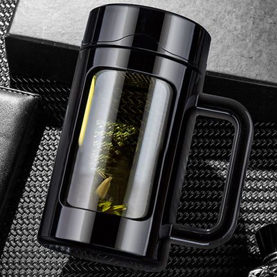 Offres d'affaires de bureau polyvalentes Bouteille d'eau en verre portable avec poignée Bouteille en verre avec filtre à thé Conception et fonctionnalité uniques de séparation du thé