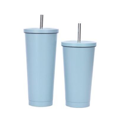 Portable 500ml 750ml personnalisé en acier inoxydable avec paille Double mur isolant boissons Tumblers multi-usage facile à nettoyer et à entretenir