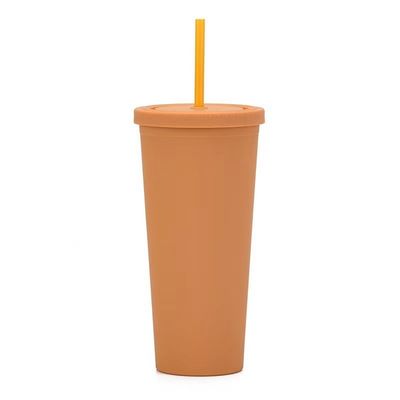 450ml 650ml 22oz Bouteille de voyage en plastique avec paille et couvercle 6 couleurs vives réutilisable Bouteille de café en plastique écologique personnalisée acceptable