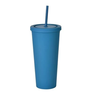RTS 24 oz AS/PS Matériau Tombouliers en plastique imprimés sur mesure réutilisables à double paroi Coupe en plastique avec paille Couleur bonbon non glissante