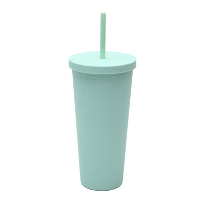 Bouche large paroi unique 24 onces écouteurs en plastique clairs écouteurs en plastique personnalisés en vrac avec paille et couvercle Taille standard écouteur amicale