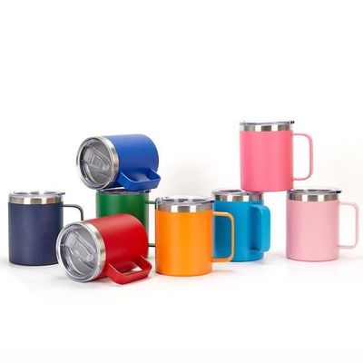 360 ml de tasse isolée en acier inoxydable sans BPA avec poignée et couvercle à vide Coupe de camping isolée Gardez chaud ou froid Idéal pour un usage quotidien