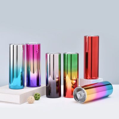 600 ml de boissons métalliques rouges personnalisées 20 oz en acier inoxydable éclaboussure sublimation mince éclaboussures de vin miroir exécutif croque d'eau chrome corps droit