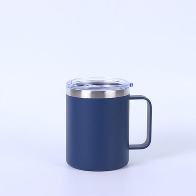 Logo personnalisé imprimé tasse en acier inoxydable 12oz Double mur Tumbler tasse de café Voyage avec couvercle et poignée