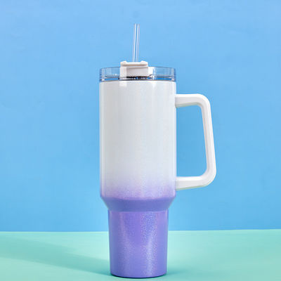 40 oz Tumbler avec poignée Gardez froid 40 heures en acier inoxydable Tumbler avec couvercle et paille Double mur vide réutilisable bouteille d'eau de sport avec poignée Voyage tasse de café Gardez chaud