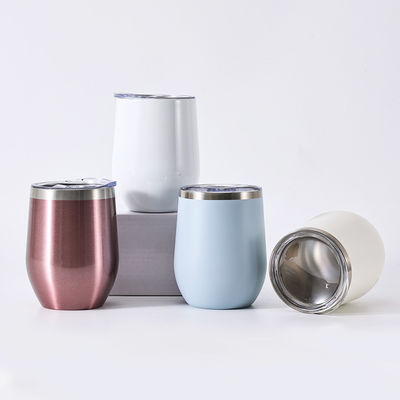 En vrac 12 paquets 12 oz en acier inoxydable verres à vin sans tiges avec couvercles et pailles