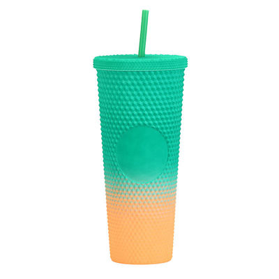 24 oz de tasses de café glacé rose avec couvercle réutilisable 24 oz de tasses de café glacé avec couvercle et paille réutilisable