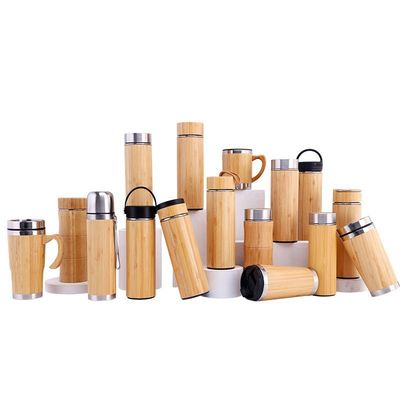 Bouteille de bambou pour le thé Infuseur de thé haut de gamme Bouteille imperméable à l'eau isolée sans BPA Bouteille d'eau de café Thermomètre à thé