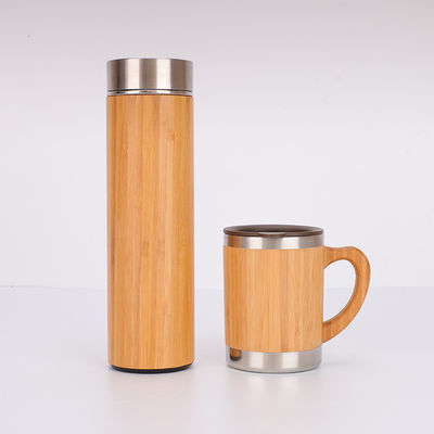 500 ml Bouteille à boire en fibre de bambou avec filtre, bouteille à vide, bouteille à eau avec couvercle en bambou, infuseur de thé