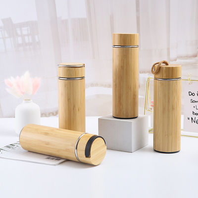 17 Oz-Bambuood Premium Vacuum isolé en acier inoxydable Tumbler de bambou à l'épreuve des fuites Tumbler de bambou Thermos pour le thé à feuilles lâches Café Boissons à base de fruits