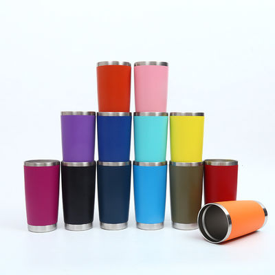 Bouteille de café de voyage 20 oz isolation tasse avec couvercle tasse en acier inoxydable pour les boissons chaudes et froides poudre revêtue de jaune