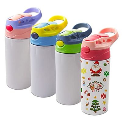 Sublimation Bouteille d'eau en acier inoxydable vide 12 OZ Tubiers isolés en acier inoxydable droit Couvercle anti-éclaboussures Coupe d'eau anti-éclatement