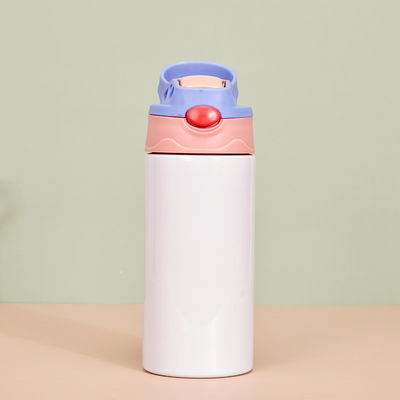 Sublimation en vrac 6 packs 12 oz en acier inoxydable sublimation en blanc tasse Sippy double paroi isolée pour enfants tumbler avec poignée couvercle anti-déversement pour boissons d'eau