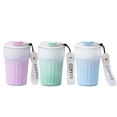 16 oz tasse de café de voyage à l'épreuve des déversements isolation tasse de café en acier inoxydable avec couvercle et silicone mer, double mur sous vide de voyage cafetières, porte-gobelets convivial thermos-lilac réutilisable