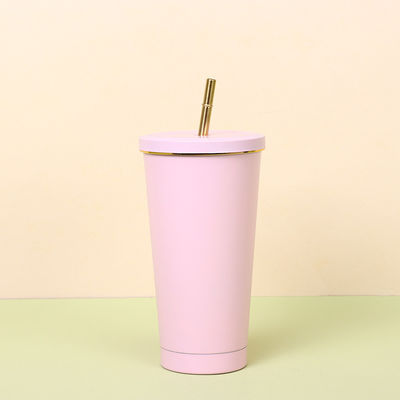 24 oz de gros réutilisable écologique avec une large paille métallique à pointe douce, un couvercle étanche, parfait pour le Boba, les smoothies, le café glacé, les boissons chaudes ou froides