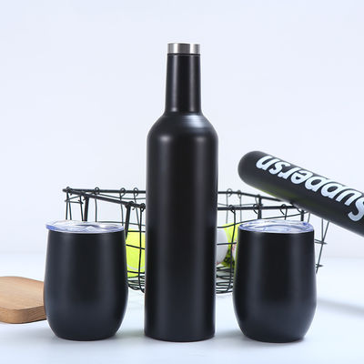 Bouteilles de vin isolées en acier inoxydable 2 paquets 12 oz et 1 bouteille de vin isolée - Coupes de vin isolées sous vide à double paroi avec couvercles et pailles