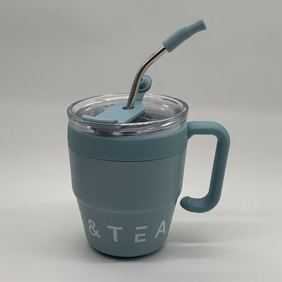 Tasse à café en acier inoxydable à couvercle à paille Thermos pour boissons chaudes et froides