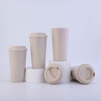 Coupe à la mode à couche unique 580ml PP paille de blé tasse à boire de paille de blé fibre de boisson tasse à boire directe